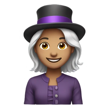 smiling girl-skin white-hair brown-in purple top hat sticker