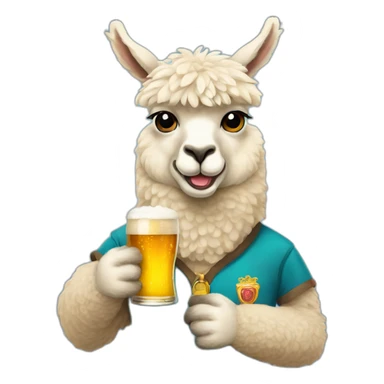 alpaca with a glass of beer in his hand sticker