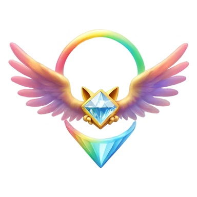 Heavenly Rainbow 4d Diamond ultra Omni-Cat God with wings and a ring around its body and another ring above it’s head  sticker