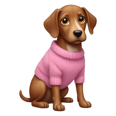 Dog wearing a pink sweater sticker