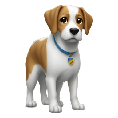 Dog in front of a house while snowing sticker