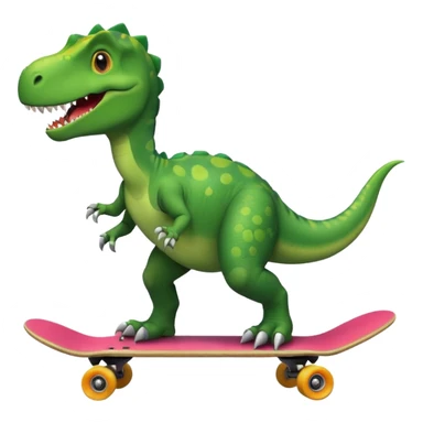 Dinosaur on a skateboard but the skateboard is a circle around the dinosaur sticker