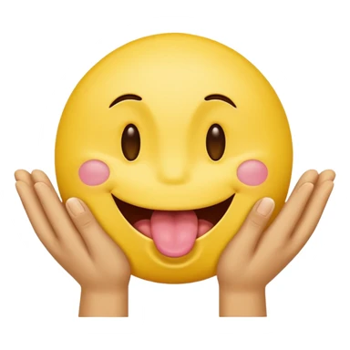 Hands spreading open while a smiley face with its tongue out is in the middle sticker