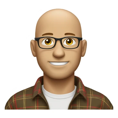 bald man in plaid shirt sticker