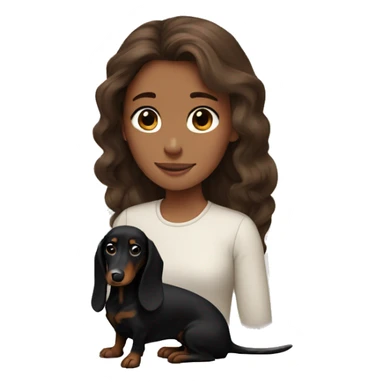 Brown-haired girl with a long-haired black dachshund sticker