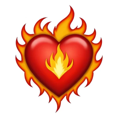 Black and red heart with small flames and no flames in the center  tattoo style sticker