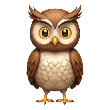 Create a single emoji of an Owl in full body, shown at a slight side angle in a natural, characteristic pose. Cute and stylized like an emoji, but clearly recognizable.
 sticker