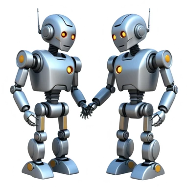 robotic fight between two futuristic robots like ultron   sticker