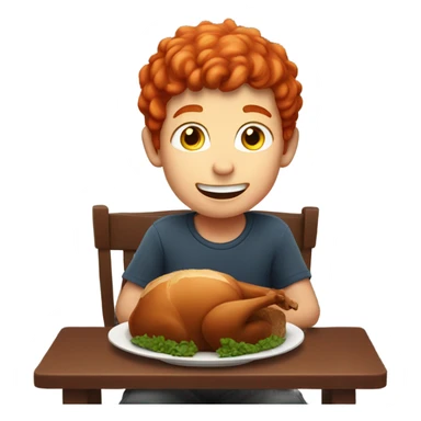 red haired boy eating a roast sticker