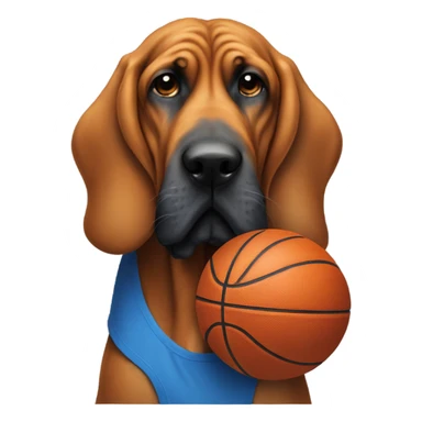 A blue and orange bloodhound holding a basketball. sticker