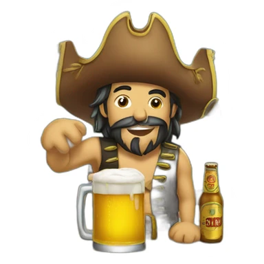 lufy el pirata tomando cerveza sticker