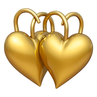 Two yellow gold hearts interlinked, metallic finish sticker