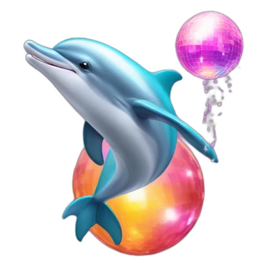 Dolphin doing tricks with a disco ball sticker