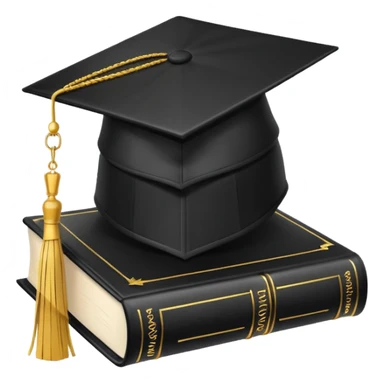 textbook with a graduation cap sticker