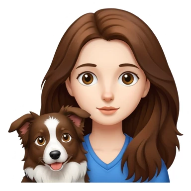 a  girl with long hair with a border collie sticker