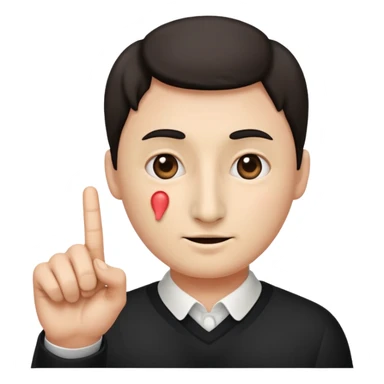 A classic emoji nose, no face, with a pointer finger touching the tip of it sticker
