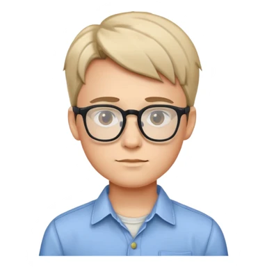 boy with glasses and casual shirt sticker