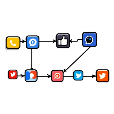linking social media accounts, SNS connection between platforms sticker