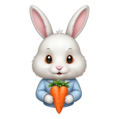 cute white bunny with a carrot sticker