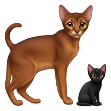 Abyssinian cat dark red with small black kitten sticker