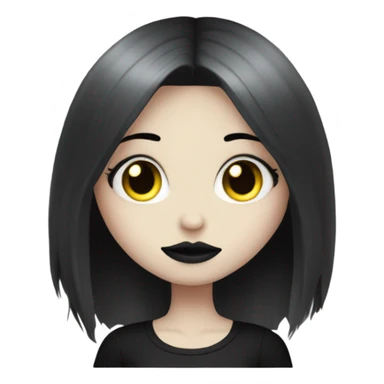  Pale Goth girl smiley face with long eyelashes and big lips and hands with long nails sticker