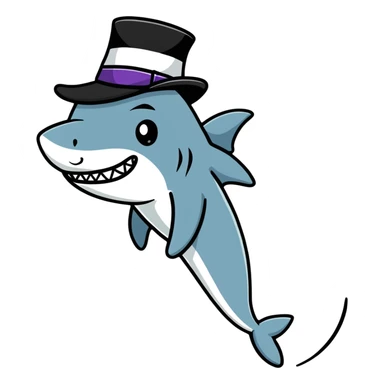 shark wearing a top hat sticker