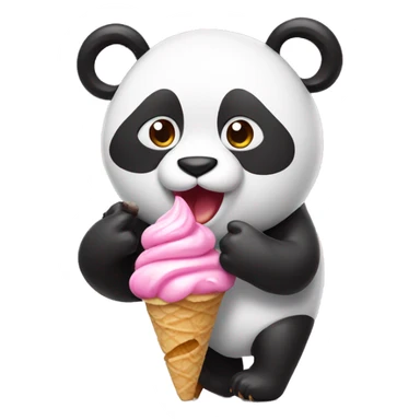 Pink Panda eating ice cream sticker