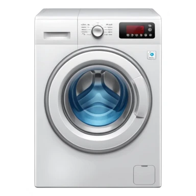 
washing machine mid-cycle with clothes tumbling inside sticker