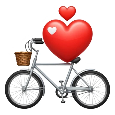 a heart emoji riding a bicycle sticker