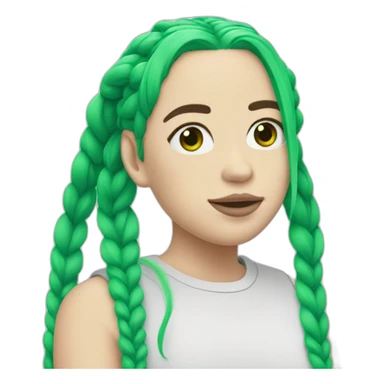billie eilish with pigtails green roots hair  sticker