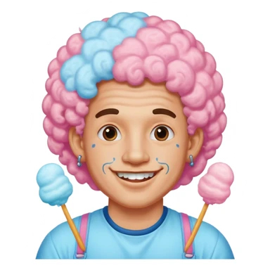 very cheerful colorful puffy curly haired man made out of cotton candy with braces and tattoos and just face  sticker