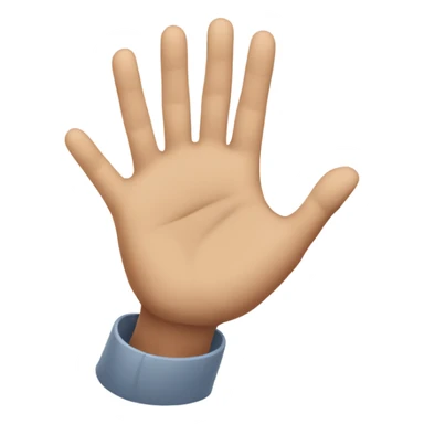 Man holding out hand with 5 written on hand sticker