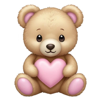 beige teddy bear and a pink pastel heart sticker
