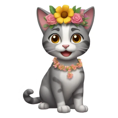 Dancing Cat with flower crown sticker
