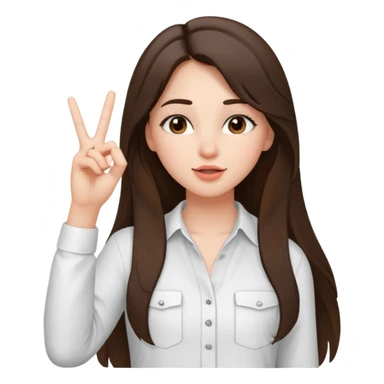 girl architect - brunette - 20 years old cute pose - long hair girl without eye glasses. pretty girl. do a kissy face and her holding up the peace sign sticker