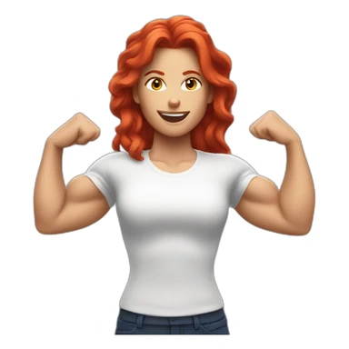 white woman with red hair flexing muscle sticker