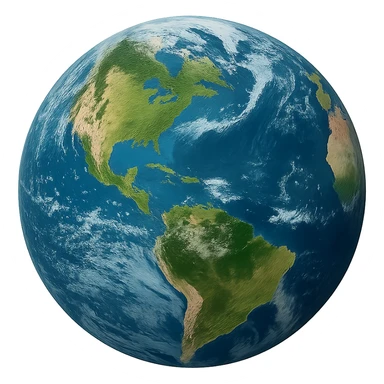 realistic earth globe with vibrant colors, no background sticker