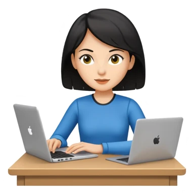 short white lady with black shoulder length hair who is a runner, used to be a teacher, and works remotely through a laptop as a documents engineering manager and is a vegan. sticker