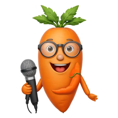 singing carrot wearing glasses with microphone sticker