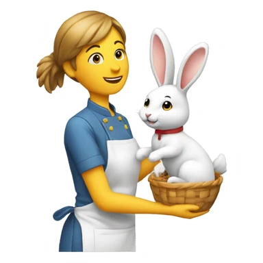 Cuisinier avec un lapin sticker