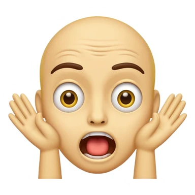 a shocked emoji, with their mouth and eyes are wide open, eyebrows  raised, and palms against his cheeks. sticker