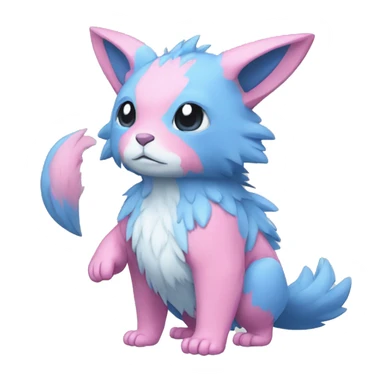 Cute cool blue pink animal hybrid Fakemon full body sticker