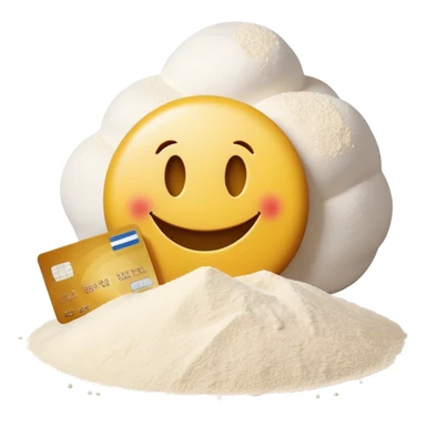 Smiley face with a credit card and pile of flours sticker