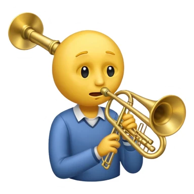 Emoji carita amarilla triste tocando el trombón sticker
