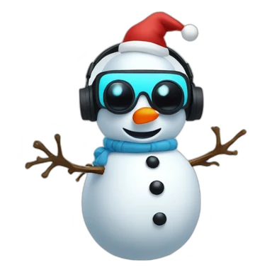 Snowman in vr headset, full body, Christmas sticker