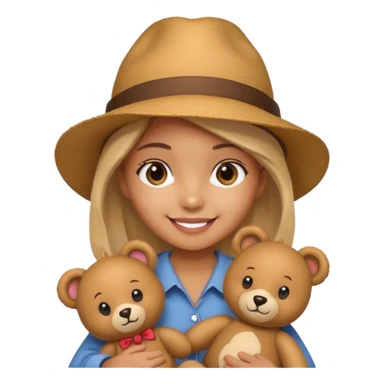 girl wearing hat with teddy bear  sticker