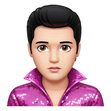 Elvis Presley with black hair, pink sequin outfit sticker