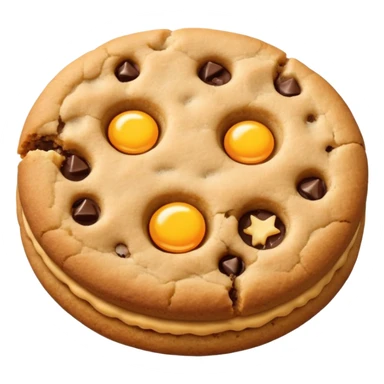 Two plain cookies, one bitten sticker