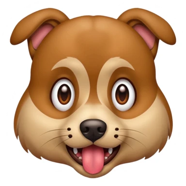 the dog sits at full height with a frightened face sticker