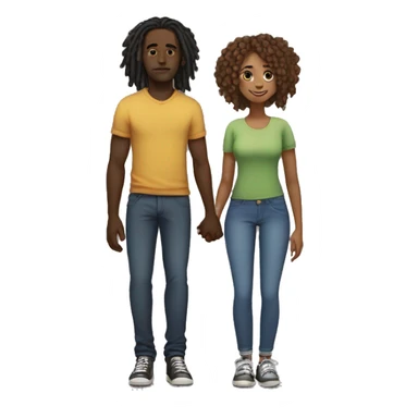 Black guy with dreads and girl with curly hair holding hands sticker
